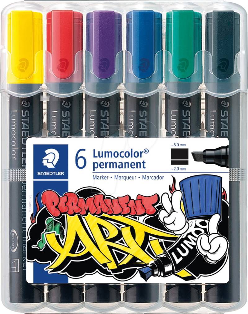 STAEDTLER 350W61 - Permanent Marker, 2-5 mm, Set, 6 Farben von Staedtler