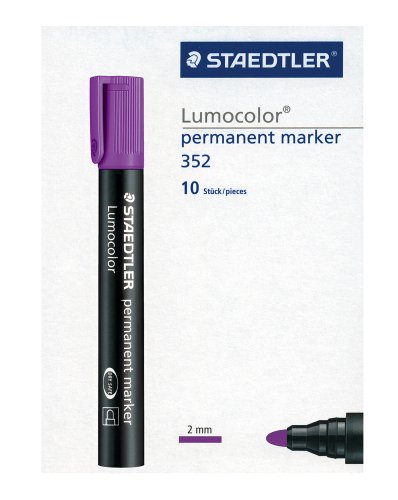 STAEDTLER 352-6 Lumocolor Marker permanent Rundspitze, 2 mm, 10 Stück, violett von Staedtler