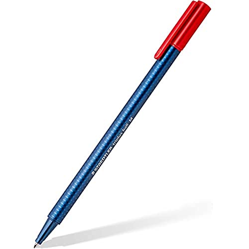 STAEDTLER 437 M-2 VE Kugelschreiber triplus ball (ergonomischer Dreikantschaft, Linienbreite M, Farbe rot, wischfest, Kartonetui mit 10 Kugelschreibern) von Staedtler
