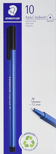 STAEDTLER 437 M-3 VE Kugelschreiber triplus ball (ergonomischer Dreikantschaft, Linienbreite M, Farbe blau, wischfest, Kartonetui mit 10 Kugelschreibern) von Staedtler