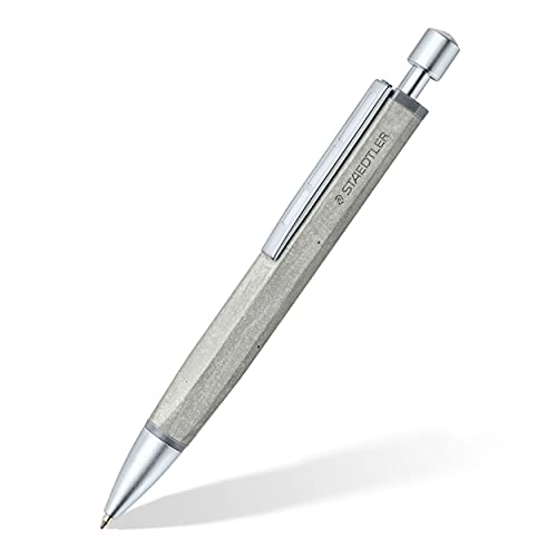 STAEDTLER 441CONB-9 ST concrete Kugelschreiber (Schaft aus Hochleistungsbeton, einzigartige Sechskantform, Druckmechanismus, Strichstärke M, Etui mit 1) schwarz von Staedtler