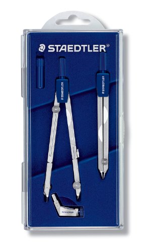 STAEDTLER 554 T11 Mars Basic 554 Präzisionszirkel mit Stechzirkel, im Klappdeckeletui, silber von STAEDTLER
