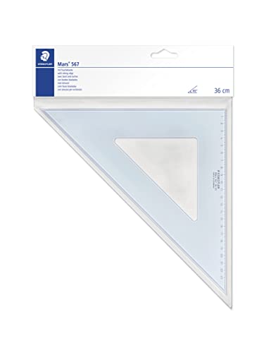 STAEDTLER 567 36 Mars Plexiglas Zeichendreieck 36 cm, blau-transparent, 45°/45° von Staedtler