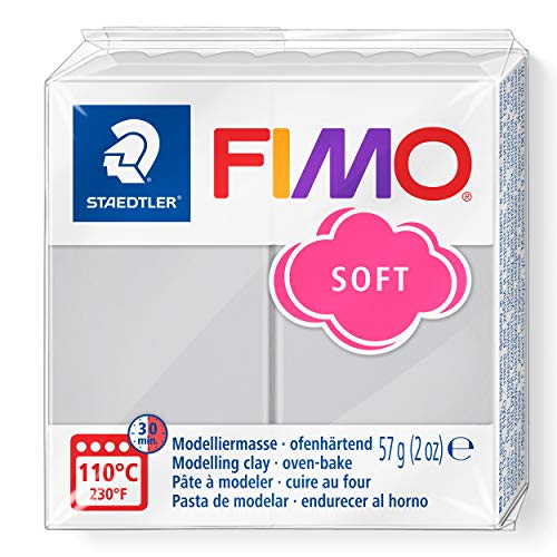 STAEDTLER 8020-80 ST 8020-80 - Fimo Soft Normalblock, Modelliermasse, 57 g, delfingrau, 1 Packung von STAEDTLER