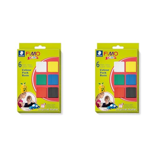STAEDTLER 8032 01 - Fimo kids Materialpackung Colour Pack, basic, 6 x 42 g (Packung mit 2) von Staedtler