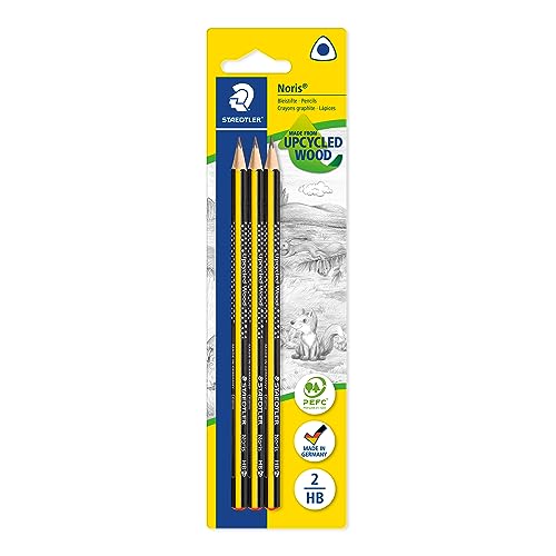 STAEDTLER Bleistift Noris (hohe Bruchfestigkeit, ergonomische Dreikantform, rutschfeste Soft-Oberfläche, Wopex-Material, Härtegrad HB, Köcherpackung, 183-HBBK3) von Staedtler