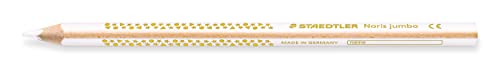 STAEDTLER Buntstift Noris jumbo, weiß, erhöhte Bruchfestigkeit, Dreikantform, ABS-System, attraktive Sternchenprägung, kindgerecht nach EN71, Made in Germany, 12 weiße Buntstifte, 1284-0 von Staedtler