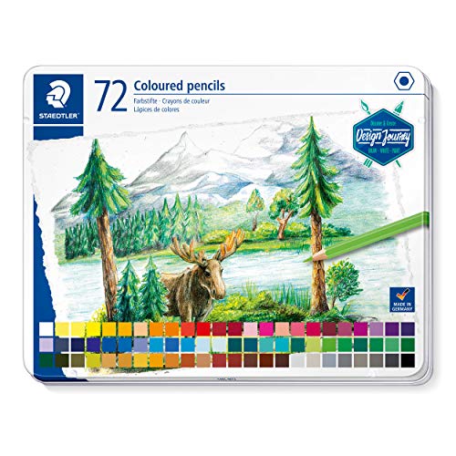 STAEDTLER Buntstifte, klassisches Sechskantformat, weiche Mine, hoch pigmentierte Farben, Metalletui mit 72 leuchtenden Farben, 146C 72 von Staedtler