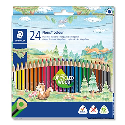 STAEDTLER Buntstifte Noris colour, ergonomisches Dreikantformat, rutschfeste Soft-Oberfläche, hohe Bruchfestigkeit, Made form Upcycled Wood, 24 Farbstifte im Kartonetui, 187 C24 STAEDTLER Buntstifte Noris colour, ergonomisches Dreikantformat, rutschfeste Soft-Oberfläche, hohe Bruchfestigkeit, Made form Upcycled Wood, 24 Farbstifte im Kartonetui, 187 C24 von STAEDTLER