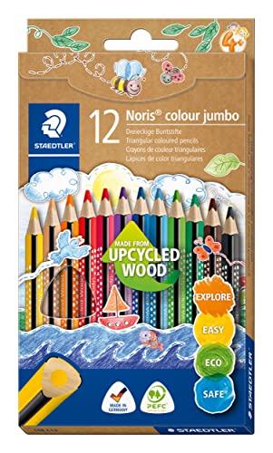 STAEDTLER Buntstifte Noris colour jumbo 188, Made from Upcycled Wood, ergonomische Dreikantform, bruchsichere und weiche Mine, intensiver Farbanstrich, 12 Buntstifte im Kartonetui, 188 C12 STAEDTLER Buntstifte Noris colour jumbo 188, Made from Upcycled Wood, ergonomische Dreikantform, bruchsichere und weiche Mine, intensiver Farbanstrich, 12 Buntstifte im Kartonetui, 188 C12 von STAEDLER