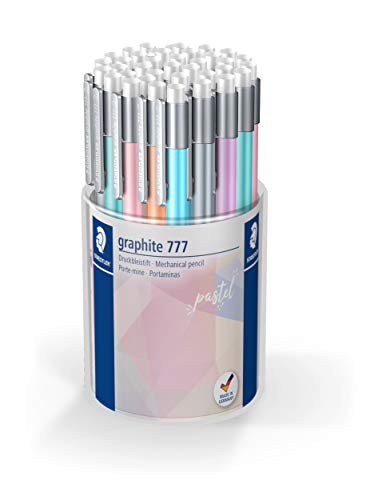 STAEDTLER Druckbleistift graphite 777 in Pastell-Farben, zum Schreiben, gummierter Schaft und bruchhemmender Minenführung, Qualität Made in Germany, 36 Stück (6 Pastellfarben) im Köcher, 777 KP36PA von STAEDTLER