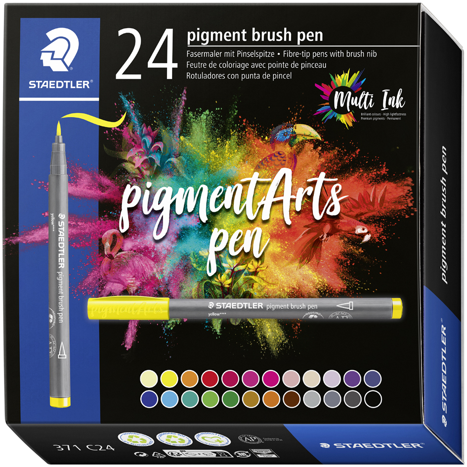STAEDTLER Fasermaler pigment brush pen, 24er Kartonetui von Staedtler
