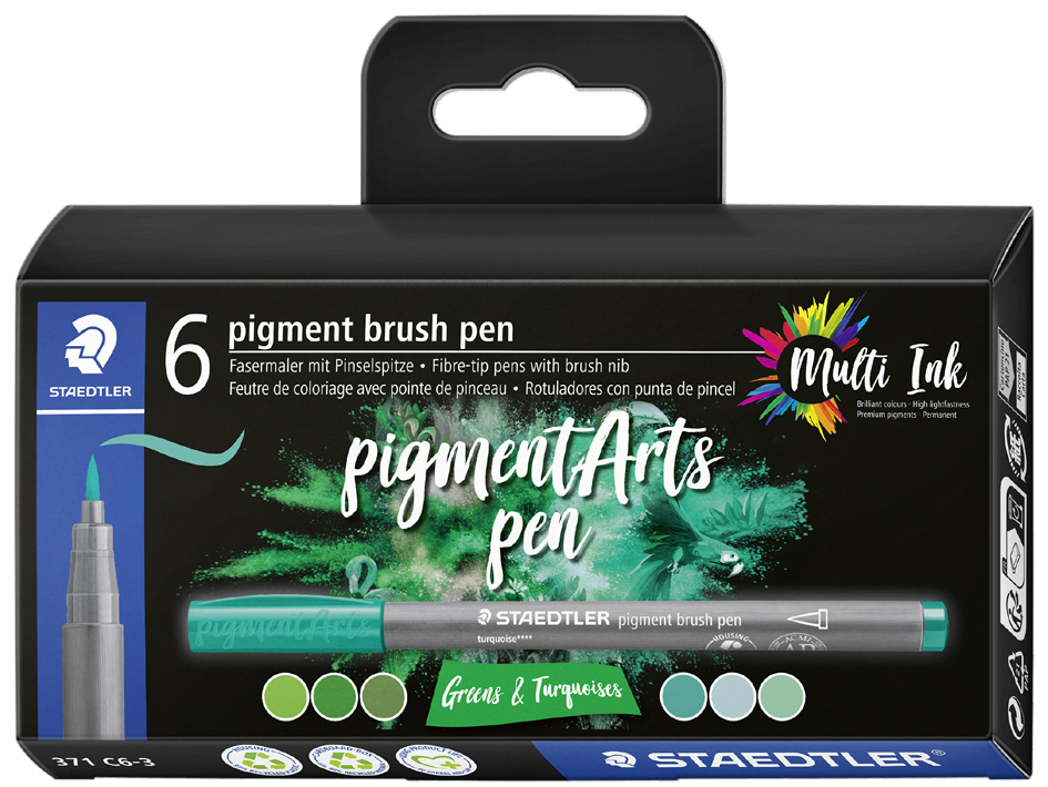 STAEDTLER Fasermaler pigment brush pen , Greens & Turquoises, von Staedtler