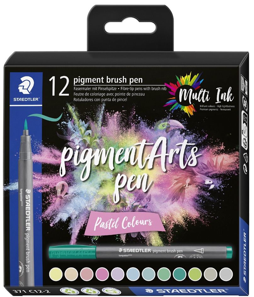STAEDTLER Fasermaler pigment brush pen , Pastel Colours, ,12er von Staedtler