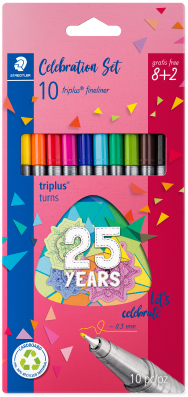 STAEDTLER Fineliner triplus, 8 + 2 Celebration-Set von Staedtler