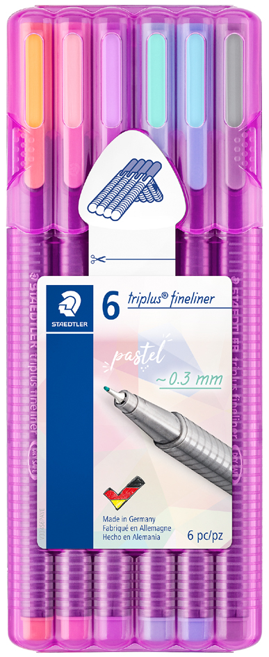 STAEDTLER Fineliner triplus pastel, 6er Etui von Staedtler