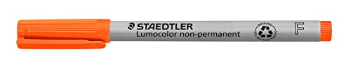 STAEDTLER Folienstift non-permanent Lumocolor, orange, wasserlöslich, Made in Germany, lange Lebensdauer, F-Spitze mit Linienbreite ca. 0,6 mm, 10 orange Universalstifte im Kartonetui, 316-4 von Staedtler