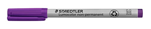 STAEDTLER Folienstift non-permanent Lumocolor, violett, wasserlöslich, Made in Germany, lange Lebensdauer, Rundspitze M ca. 1,0, 10 violette Universalstifte im Kartonetui, 315-6 von Staedtler