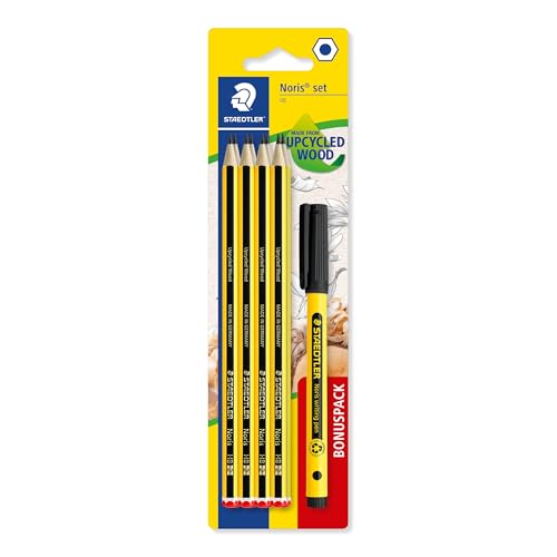 STAEDTLER HB Zeichenstifte - zum Skizzieren - Noris School - inklusive 8 HB-Bleistiften & schwarzem Handschriftstift - 9er Set, 120 SBK8P2 STAEDTLER HB Zeichenstifte - zum Skizzieren - Noris School - inklusive 8 HB-Bleistiften & schwarzem Handschriftstift - 9er Set, 120 SBK8P2 von Staedtler