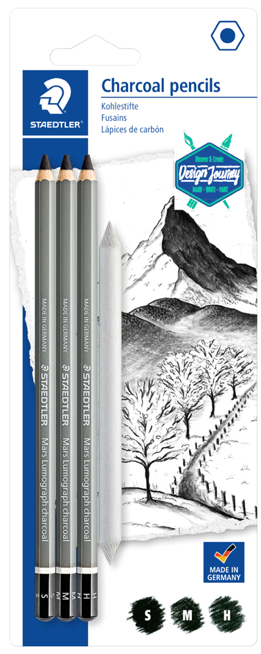 STAEDTLER Kohlestift Mars Lumograph charcoal, 4er Blister von Staedtler