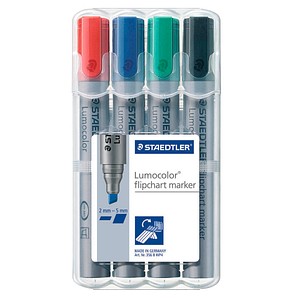 STAEDTLER Lumocolor Flipchart-Marker farbsortiert 2,0 - 5,0 mm, 4 St. von Staedtler