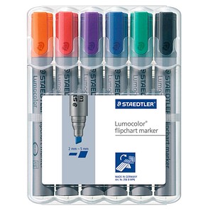 STAEDTLER Lumocolor Flipchart-Marker farbsortiert 2,0 - 5,0 mm, 6 St. von Staedtler