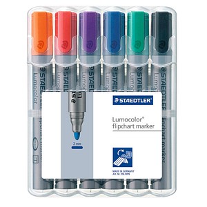 STAEDTLER Lumocolor Flipchart-Marker farbsortiert 2,0 mm, 6 St. von Staedtler
