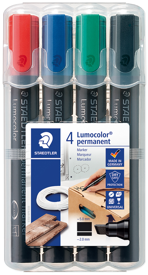 STAEDTLER Lumocolor Permanent-Marker 350, 4er Etui von Staedtler