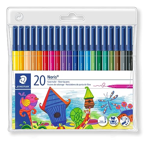 STAEDTLER Noris Club 326 WP20 Filzstifte, rund, Set mit 20 brillanten Farben, hohe Qualität, CE - kindgerecht DIN EN-71, stabile, eindrucksichere Spitze, Linienbreite ca. 1 mm von Staedtler