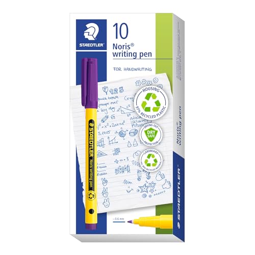 STAEDTLER Noris writing pen 307, Fineliner mit stabiler, eindrucksicherer Spitze, Gehäuse aus 97% recyceltem Plastik, Linienbreite F- Fein, 307-6 von Staedtler