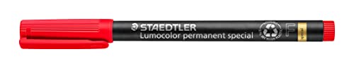 STAEDTLER STAEDTLER 319 F-2 Folienstift Lumocolor special F-Spitze, circa 0.6 mm, permanent, rot, 10 Stück im Kartonetui, 319 F-2 VE von Staedtler