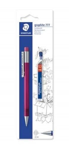 STAEDTLER STAEDTLER 7775SBKD25DA Druckbleistift graphite und 1 ST Feinminendose (HB) gefüllt mit B-Minen, Minendurchmesser 0,5 mm, Schaftfarbe: magenta, Blisterkarte von Staedtler