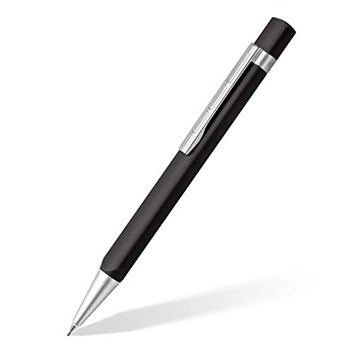 STAEDTLER TRX 766TRX9 07ST Drehbleistift (ergonomische Dreikantform, matte samtweiche Aluminium-Oberfläche, Metallclip, Drehmechanismus, Minenstärke 0,7 mm) schwarz von STAEDTLER