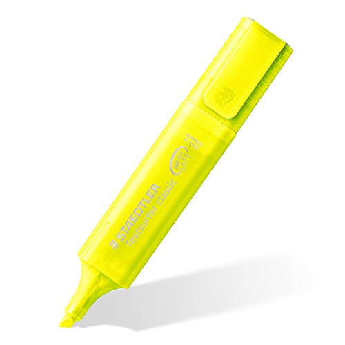 STAEDTLER Textmarker Textsurfer classic, hohe Qualität, mit großem Tintenspeicher für extra lange Markierleistung, Set mit 4 gelben Textmarkern, 364-1P WP4 von Staedtler