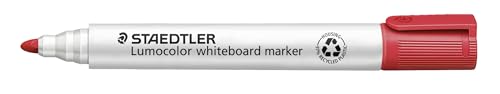 STAEDTLER Whiteboard Marker Lumocolor, rot, trocken und rückstandsfrei abwischbar, Rundspitze ca. 2 mm Linienbreite, hohe Qualität Made in Germany, 10 rote Marker, 351-2 von Staedtler