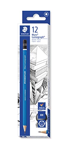 STAEDTLER Zeichenbleistift Mars Lumograph, Härtegrad 8H, unglaublich bruchfeste Premium-Bleistifte, hohe Qualität, spezielle Minenrezeptur, Sechskantform, 12 Bleistifte in Faltschachtel, 100-8H von Staedtler