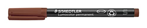STAEDTLER permanent Marker Lumocolor, braun, Superfein, ca. 0,4 mm, wisch- und wasserfest, Made in Germany, lange Lebensdauer, 10 braune Universalstifte im Kartonetui, 313-7 von Staedtler