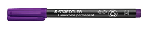 STAEDTLER permanent Marker Lumocolor, violett, Linienbreite ca. 1,0 mm, wisch- und wasserfest, Made in Germany, lange Lebensdauer, 10 violette Universalstifte im Kartonetui, 317-6 von Staedtler