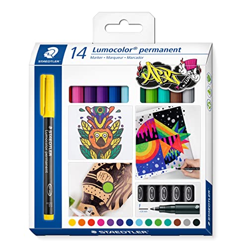 STAEDTLER permanent Marker Lumocolor permanent ART, für fast alle Oberflächen, wisch- und wasserfest, F-Spitze Linienbreite 0,6 mm, nachfüllbar, 14 Universalstifte in sortierten Farben, 318 C14 STAEDTLER permanent Marker Lumocolor permanent ART, für fast alle Oberflächen, wisch- und wasserfest, F-Spitze Linienbreite 0,6 mm, nachfüllbar, 14 Universalstifte in sortierten Farben, 318 C14 von STAEDTLER