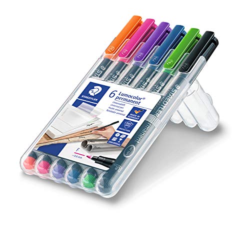 STAEDTLER permanenter Universalstift Lumocolor, wisch- und wasserfest, sekundenschnell trocken, F-Spitze - Linienbreite 0,6 mm, 6 Marker in brillanten Farben, 318 WP6-1 STAEDTLER permanenter Universalstift Lumocolor, wisch- und wasserfest, sekundenschnell trocken, F-Spitze - Linienbreite 0,6 mm, 6 Marker in brillanten Farben, 318 WP6-1 von Staedtler