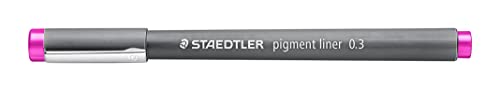 STAEDTLER pigment liner, fuchsia, Linienbreite 0,3 mm, dokumentenechte Pigmenttinte, lange Metallspitze, lange Lebensdauer, 10 Fineliner im Kartonetui, 308 03-61 von STAEDTLER