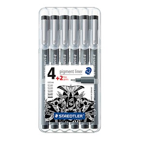 STAEDTLER pigment liner 308 Fineliner schwarz 0,05 + 0,1 + 0,3 + 0,5 + 0,8 mm, 6 St. STAEDTLER pigment liner 308 Fineliner schwarz 0,05 + 0,1 + 0,3 + 0,5 + 0,8 mm, 6 St. von Staedtler