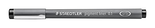 STAEDTLER schwarzer pigment liner, Linienbreite 0,1 mm, dokumentenechte Pigmenttinte, lange Metallspitze, lange Lebensdauer, 10 Fineliner im Kartonetui, 308 01-9 von Staedtler