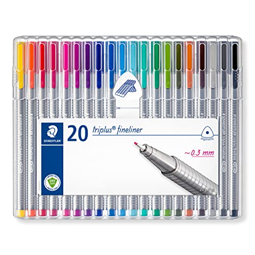 STAEDTLER triplus 334 SB20 Fineliner, dreikant, Set mit 20 brillanten Farben, sortiert von Staedtler