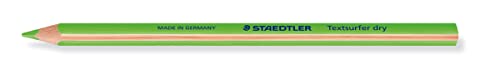 STAEDTLER trockener Textmarker Buntstift, neon grün, ergonomische Dreikantform, ideal für dünnes Papier, 12 Trockentextmarker im Kartonetui, 128 64-5 von Staedtler