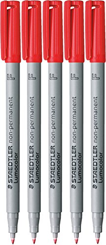 Staedtler 316 Feinschreiber Universalstift Lumocolor Non-permanent (rot, 5 Stifte) von Staedtler