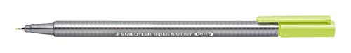 Staedtler 334-53 Triplus Fineliner (Dreikant, Superfeine, Metallgefasste Spitze, Linienbreite ca. 0,3 mm, 10 Stück) limonengrün von Staedtler