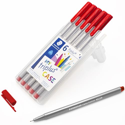 STAEDTLER Triplus Fineliner mit superfeiner, metallgefasster Spitze, 0,3 mm, Rot, 6er Set STAEDTLER Triplus Fineliner mit superfeiner, metallgefasster Spitze, 0,3 mm, Rot, 6er Set von STAEDTLER