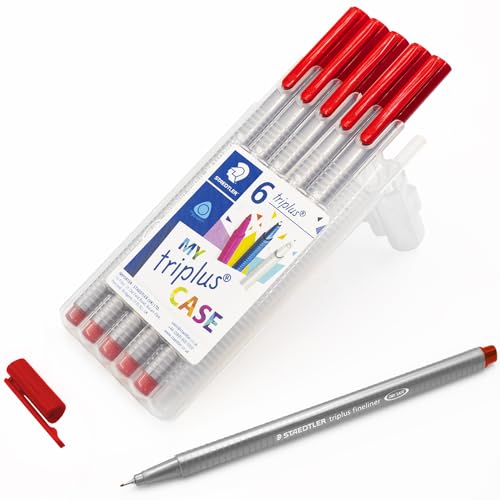 Staedtler 334 Triplus Fineliner mit superfeiner Spitze, 0,3 mm, Rot, 6 Stück von Staedtler