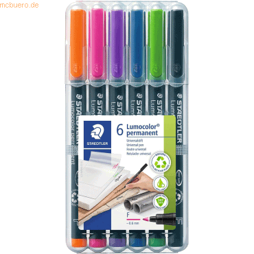 Staedtler Folienschreiber Lumocolor F permanent farbig sortiert VE=6 S Staedtler Folienschreiber Lumocolor F permanent farbig sortiert VE=6 S von Staedtler